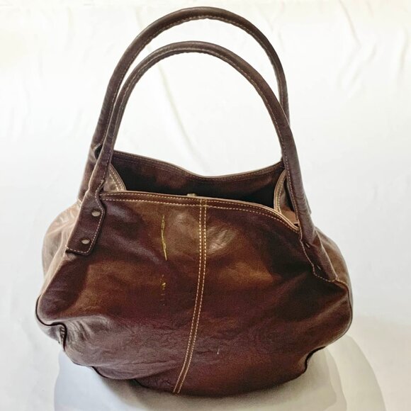 VTG Liz Claiborne Axcess Brown Faux Leather Handbag Shoulder Purse Y2K Aesthetic - Picture 2 of 15